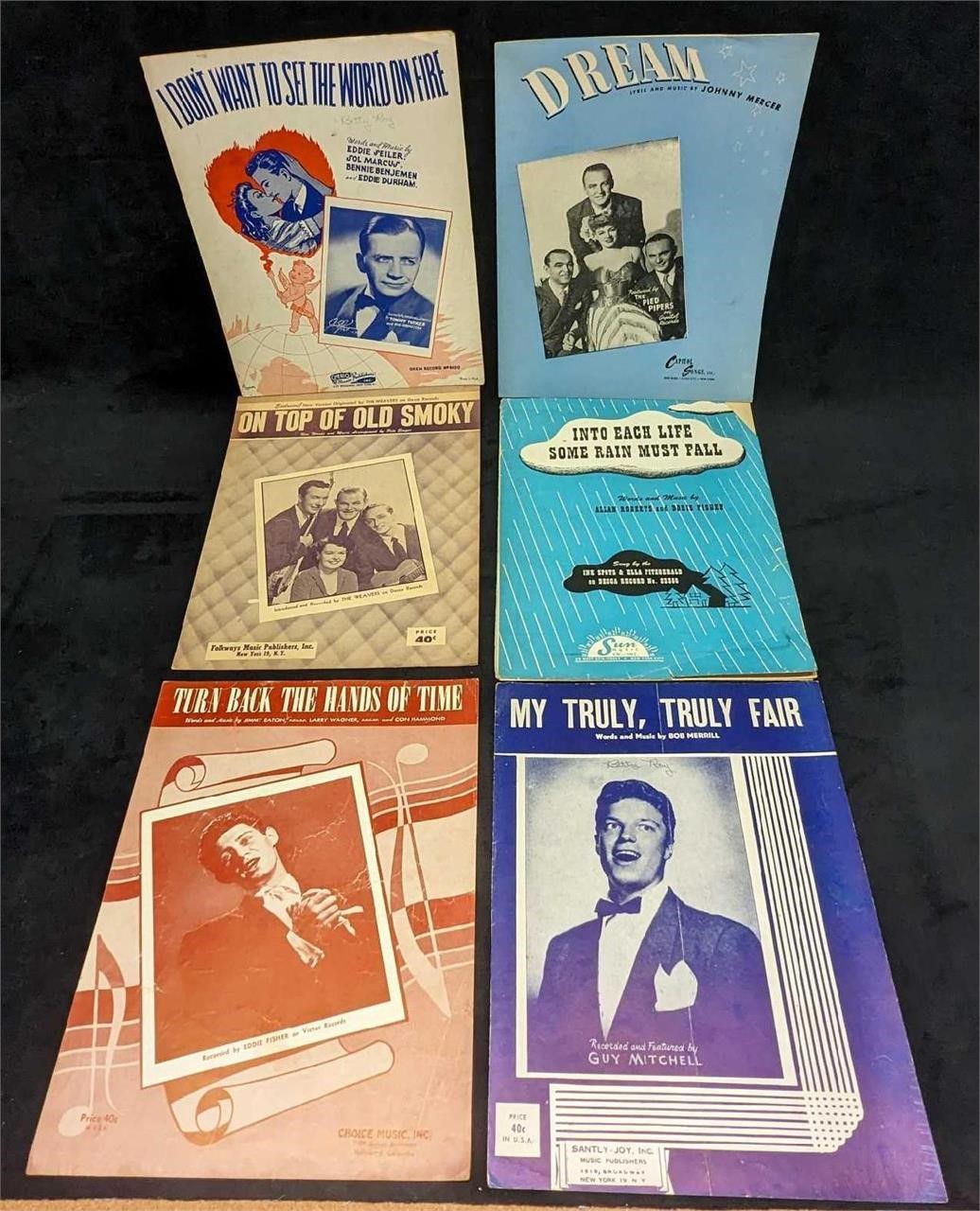 6 Vintage Classic Pop Song Sheet Music