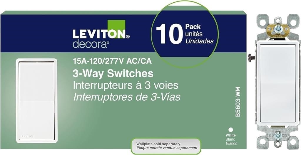 Leviton 15 Amp Decora 3-Way Switch in White