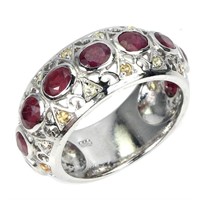Natral Pigeon Blood  Red Ruby & Sapphire Eternity