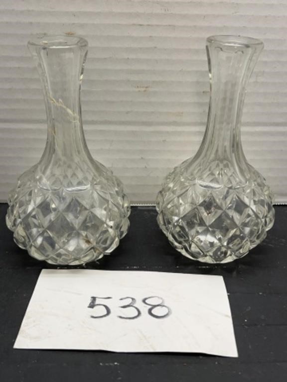 Vintage glass crystal flower vases