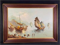 P. Wong Original Oil on Canvas JB
