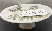 Vintage footed oriental style plate with bird