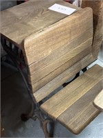 Vintage wooden cast iron school desk 31x18x23