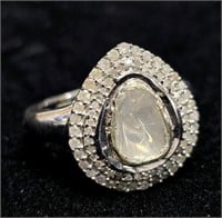 $1000 Silver Antique Custom Design Falt Diamond In