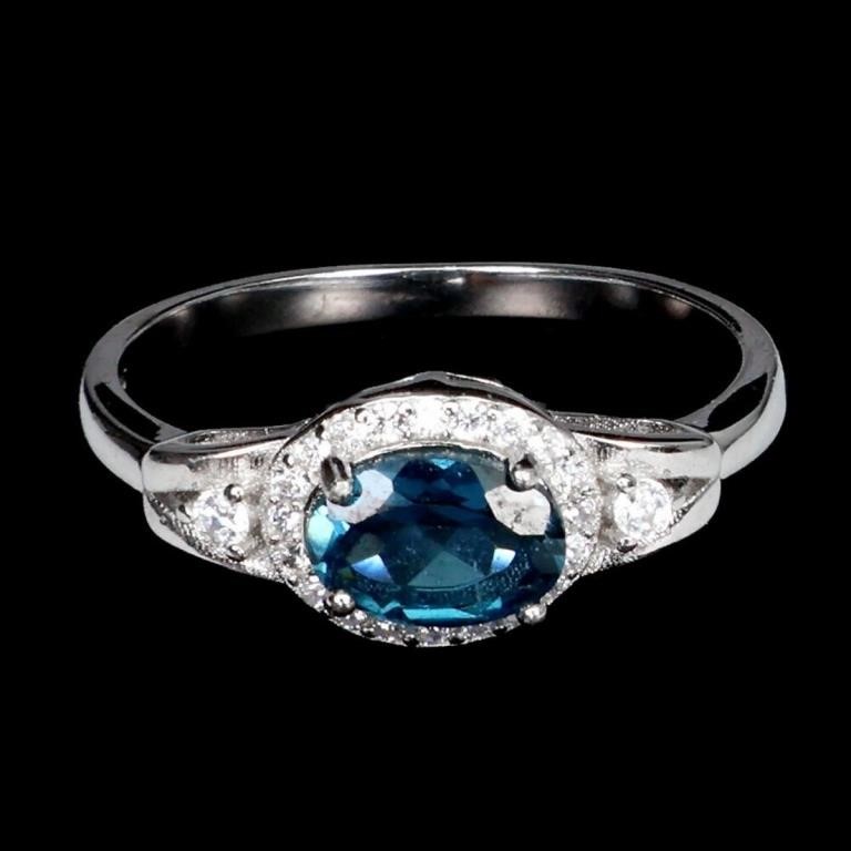 Natural Stunning London Blue Topaz Ring