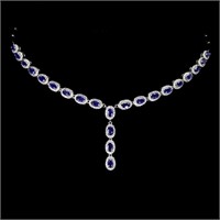 Natural Stunning Oval Blue Sapphire Necklace