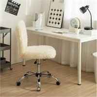 Faux Fur Swivel Chair  White  Regular Size