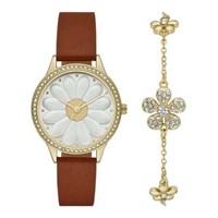 Women's Gold Tone Watch & Bracelet Set  2-Pc