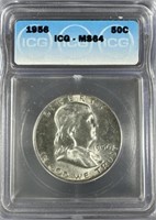 1956 Silver Franklin Half-Dollar ICG MS64
