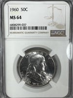 1960 Silver Franklin Half-Dollar NGC MS64
