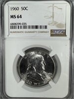 1960  Silver Franklin Half-Dollar NGC MS64