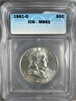1961-D Silver Franklin Half-Dollar IGC MS62