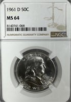 1961 Silver Franklin Half-Dollar NGC MS64