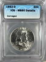 1962-D Silver Franklin Half-Dollar IGC MS60