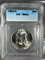 1962-D Silver Franklin Half-Dollar IGC MS61