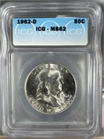 1962-D Silver Franklin Half-Dollar IGC MS62