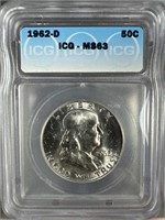 1962-D Silver Franklin Half-Dollar IGC MS63