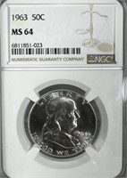 1963 Silver Franklin Half-Dollar NGC MS64
