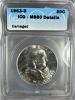 1963-D Silver Franklin Half-Dollar IGC MS60