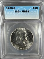 1963-D Silver Franklin Half-Dollar IGC MS63