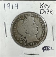 1914 Silver Barber Half-Dollar (Key Date)