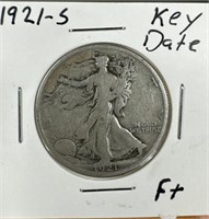 1921-S Silver Walking Liberty Half-Dollar (Key