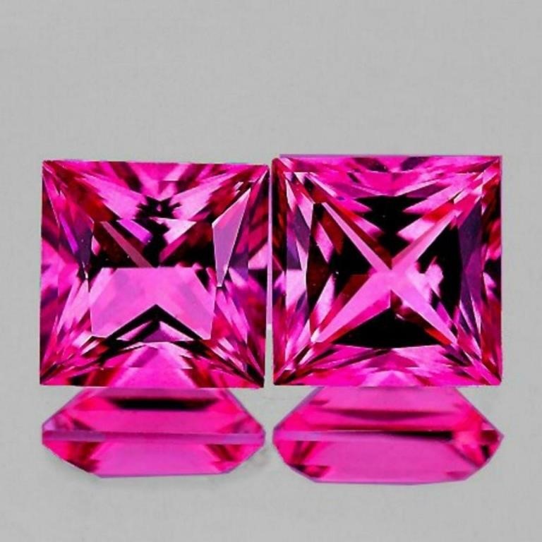 Natural Princess Hot Pink Topaz pair{Flawless-VVS1
