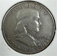 1950-D Silver Franklin Half-Dollar