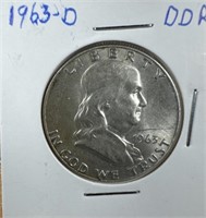 1963-D DDR Silver Franklin Half-Dollar