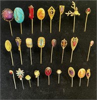 25 Piece Stick Pin Collection - (1) 14K Gold