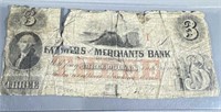$3 1800's The Farmers and Merchants Bank Memphis