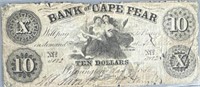 1836 Bank of Cape fear $10 bank note