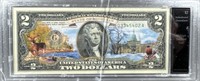 $2 Colorized Michigan state hood note (cracked