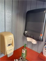 6 soap dispensers and 2 towel dispensers
