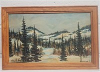Winter Hills, original Oil painting - T