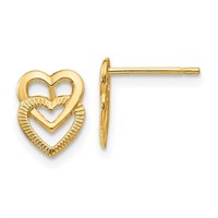 14 Kt- Yellow Gold Polished Double Heart Earrings