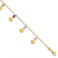14 Kt- Polished Dangling Hearts Fancy Bracelet