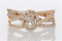 .65 Ct- Morganite Diamond Ring 10 Kt