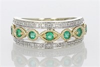 .40 Ct- Emerald Diamond Band Ring 10 Kt