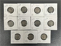 Eleven Early Date Buffalo Nickels