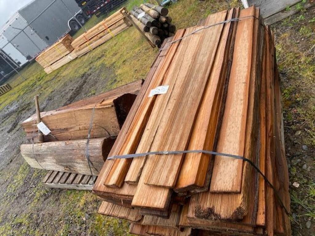 Cedar lumber, rough,5 ft X misc length,55 pcs