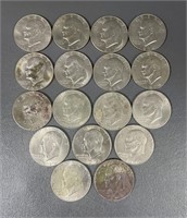 Eighteen Eisenhower Dollar Coins