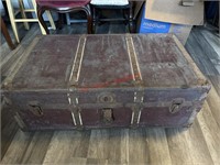 36in Wide Old and Weather Steamer Trunk (back