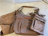 Leather and Faux Leather brown purse Lot (back