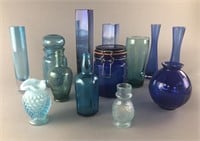 Collection of Blue Glass Vases & Canisters