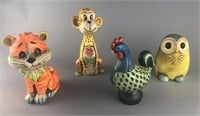 4 Chalkware 60s 70s Animal Figural Banks