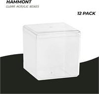 Hammont Clear Acrylic Boxes - 12 Pack - 3”x3”x3”