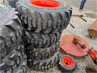 QTY 4 Unused 12-16.5 SkidSteer Tires on Orange