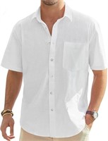 Plus Size Men's Linen Shirt Short Sleeve Casual