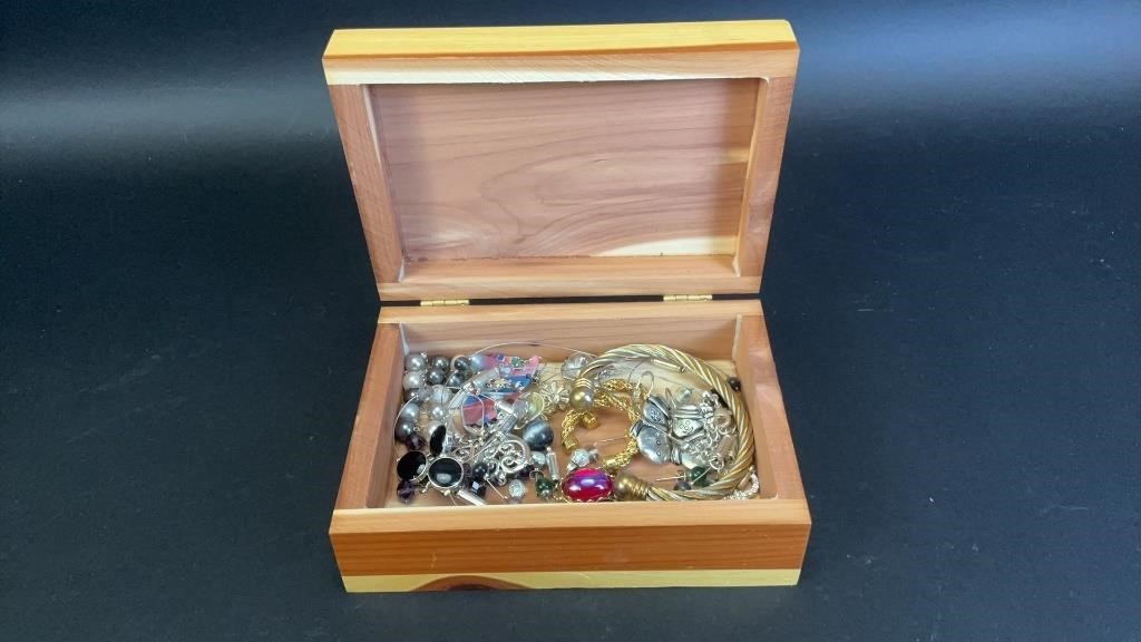 Cedar Box of Costume Jewelry